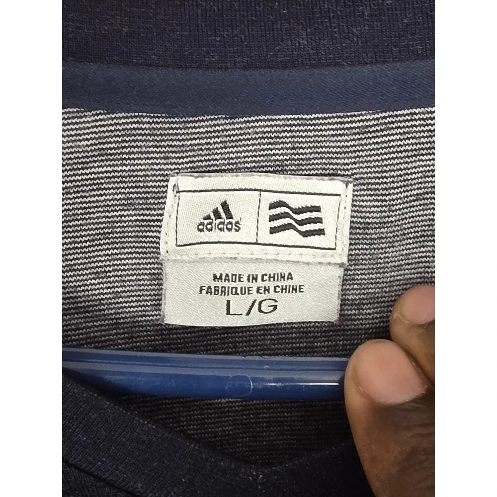 Adidas Mens Golf 1897 Long Sleeve V Neck Sweatshirt Pullover Navy Blue Logo Sz L